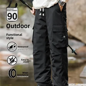Thiened down Work Trousers for Men Winter Outdoor Skiing Harbin Du down Cotton Pants Warm Youth Faion Straight Leg Pants - AliExpress Pants