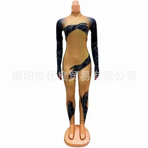 Personality Design Shiny Rhinestone Gloves Integrated Singer Night DJ Cocktail Party Performance Jumpsuit Magic Hand Ever Pretty - AliExpress Jumpsuits&Rompers