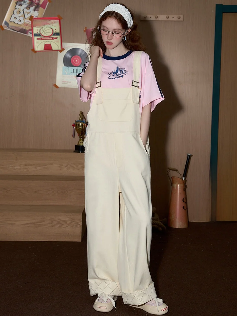 Coolhut American Retro High Waist Wide Leg Pants Women Loose Sle Youthful Design Cotton Straight Cut Suit - AliExpress Jumpsuits&Rompers