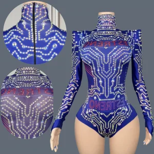 Halloween Costume Party Wear Drag Queen Performer Bodysuit Long Sleeved Spandex Mesh Outfit Cyber Style Sexy Bodysuit Shouying - AliExpress Jumpsuits&Rompers