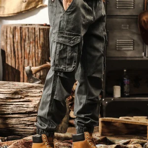 American Retro Workwear Pants Men's Spring 2026 New Loose Cuffed Tactical Functional Casual Pants Elastic Waist Cotton - AliExpress Pants