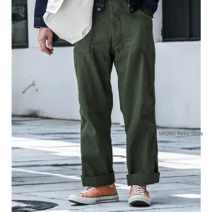 Rugged Bronson OG-107 Fatigue Utility Pants Herringbone HBT Trousers Men's Loose Baker Overalls - AliExpress Pants