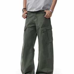 JFU American Sle Retro Loose Wide Leg Casual Pants Men's Long Trousers Multiple kets Workwear Summer New Arrival - AliExpress Pants