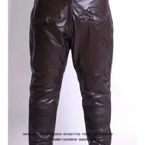 Men's Genuine Leather Pants Thickened Cotton Motorcycle Style Winter Long Trousers Casual Pure Color Layered Head Leather - AliExpress Pants