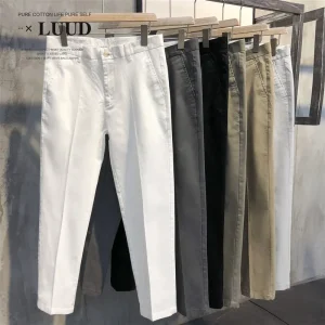 Slim Fit Pure Cotton Casual Pants Men's Autumn Summer New Korean Sle Trendy Drape Youth Nine Point Pants M - AliExpress Pants
