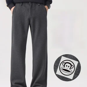 PaulFrank Heavyweight Woolen Casual Pants Men's Spring ey Loose Elastic Flared Straight Leg Long Trousers Casual Sle - AliExpress Pants