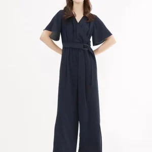 Spring Summer Women's Commute V-ne Versatile ort Sve One-piece Suiting High Waist Straight Leg Pants Button Detail - AliExpress Jumpsuits&Rompers