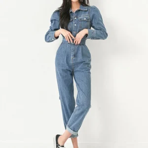 High Waist Denim Jumpsuit Autumn Winter Korean Sle Slimming Casual Versatile Cotton Workwear Pants Set for plus Size Women - AliExpress Jumpsuits&Rompers