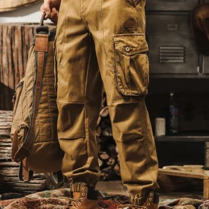 American Retro Cotton Work Pants Men's Spring New Outdoor Loose Straight Casual Trousers Elastic Waist Cargo Pants - AliExpress Pants