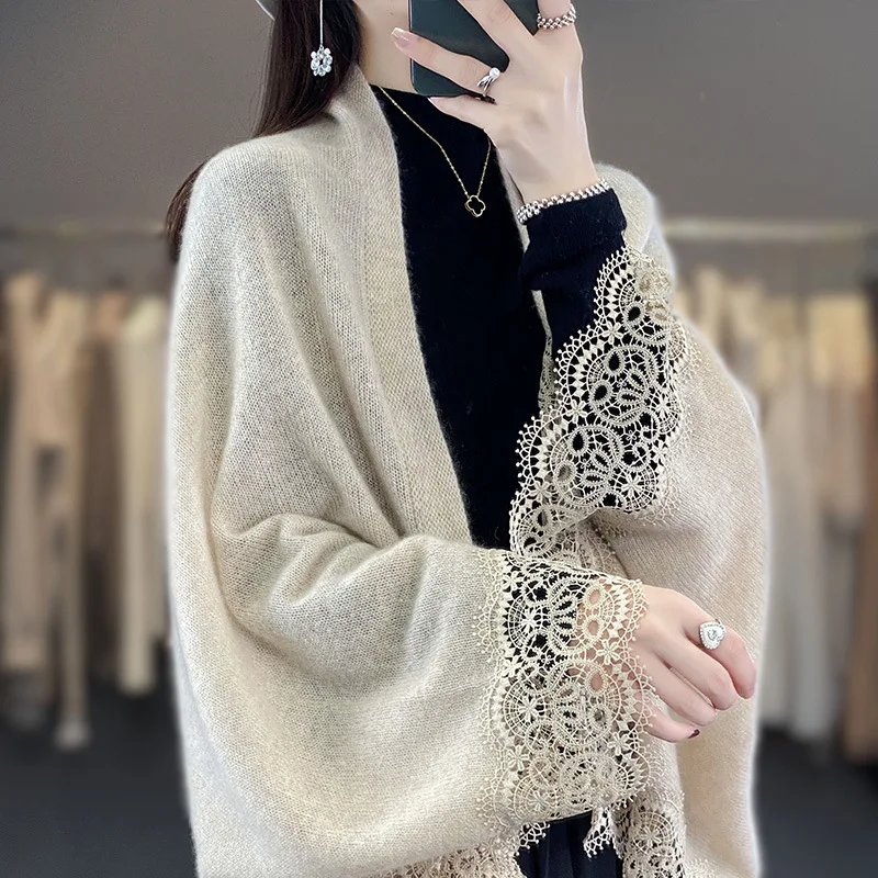 Talma Lace Wool-Cardigan Autumn and Winter New Personalized Design Long Sleeve Women's Knitted Coat - AliExpress Sweaters&Jumpers