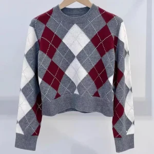 High-End Women's Heavy Craft Rhinestone Quilted Pattern Pullover Elegant Versatile Long-Sleeve Casual Sweater Short Knitted Top - AliExpress Sweaters&Jumpers