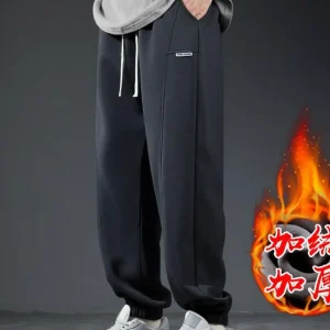 Fce Lined Knitted Casual Trousers for Men Winter Commuter Pants Loose Fit Comfortable Elastic Waist Cargo Pants - AliExpress Pants
