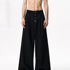 StarTexceeden Men's Casual Pants Autumn Season Single Button Vertical Stripes Drapey Feel Straight Leg Polyester Fiber - AliExpress Pants