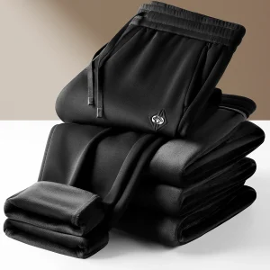 Warm Fce Lined Thiened Straight Leg Dstring Casual Pants for Men Winter Faion Urban Sle mid Waist Long Trousers - AliExpress Pants