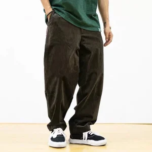 Kasuri Corduroy Loose Tapered Patterned Ba 20AW Casual Pants Red Rope Waist Patchwork Straight Leg Autumn Faion Youthful - AliExpress Pants