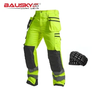 Men's Winter Work Pants Reflective with Knee Pads Thickened Warm Construction Trousers for Professional Use - AliExpress Pants
