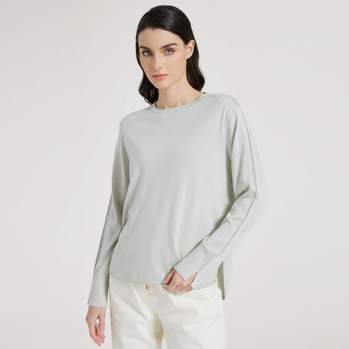 BC1025 High Quality Luxury Women's Round Neck Long Sleeve Knitted Sweater Spring 30% Silk 70% Wool Sweater - AliExpress Sweaters&Jumpers
