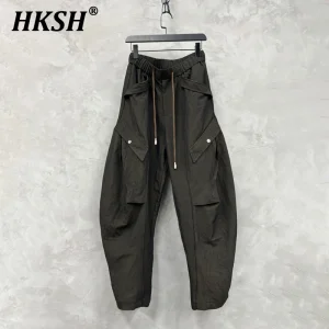 HKSH Spring New Men Tide American Vintage Patchwork Pleated Safari Style Cargo Pants Trendy Wide Leg Casual Personalized HK4585 - AliExpress Pants