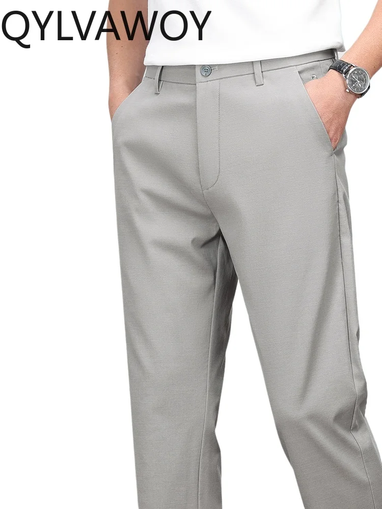 QYLVAWOY 78% Lyocell Men's Spring Summer Linen Straight-Leg Trousers Middle-Aged Thin Casual Pants Men's Suit Pants LJ2407 - AliExpress Pants