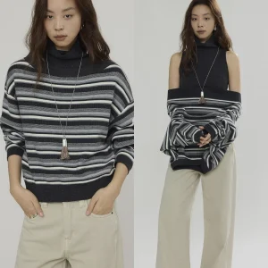 Joli Choose Autumn Winter Floral ey Splice Knitted Sweater Casual High-End Feeling Loose Fit Polyester Blend Women's Sweater - AliExpress Sweaters&Jumpers