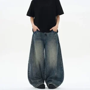 Spring 2026 Men's Oversized Wide Leg Jeans Loose Fit Straight Tube Pants Youthful Vitali Sle Tourist Scenarios - AliExpress Pants