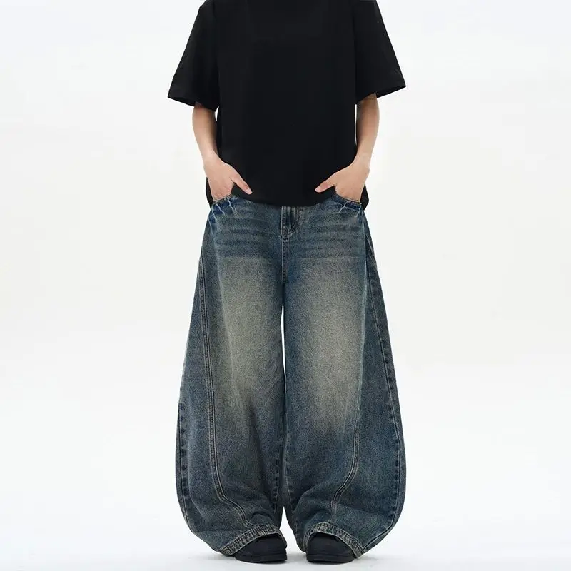 Spring 2026 Men's Oversized Wide Leg Jeans Loose Fit Straight Tube Pants Youthful Vitali Sle Tourist Scenarios - AliExpress Pants