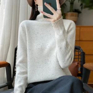 NEPs Yarn Wool Autumn and Winter New Heaps Collar Sweater Women's High Collar Loose Pullover Thickened Cashmere Knitted Bottomin - AliExpress Sweaters&Jumpers