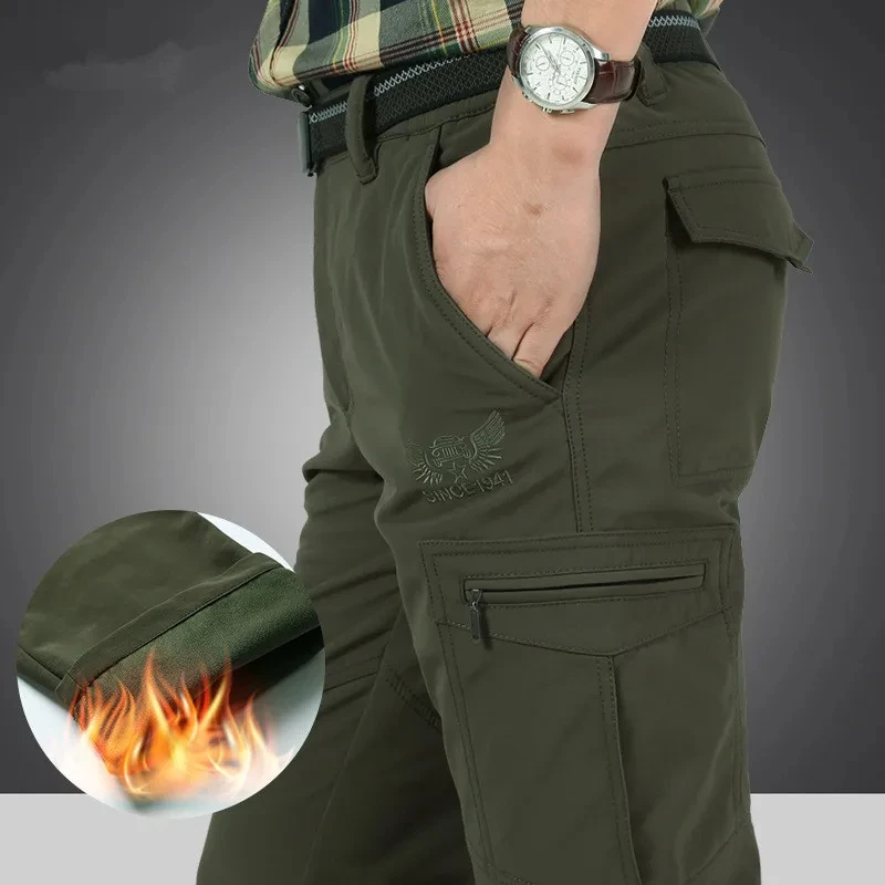 Men's Winter Fleece Tactical Pants Warm Cargo Pant Hunting SoftShell Work Trousers Shark Skin Thick Warm Waterproof Pants M-4XL - AliExpress Pants