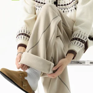 MMOPTOP Men's Casual Pants Double-Sided Fce Thiened Winter Leisure Wide Leg Pants Loose Fit Comfortable Polyester Fiber - AliExpress Pants