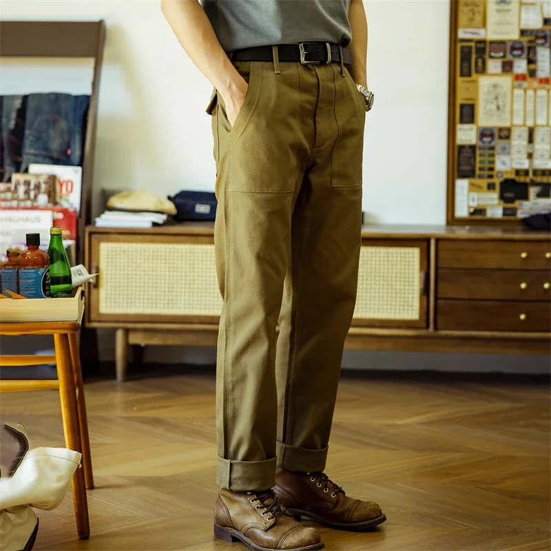 Red Tornado Herringbone Casual Pants OG107 Men's High Waist Straight Leg Trouser - AliExpress Pants