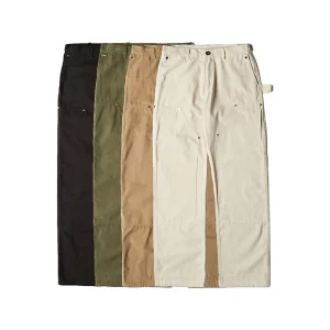 RUIIENRS X ROPUCHA Men's Japanese Style Worn Patch Washed Straight Overall Pants Vintage Loose Fit Workwear - AliExpress Pants