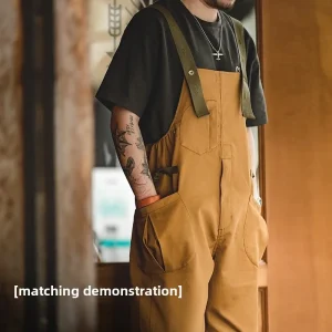 Maden Workwear Vintage American Loose Straight Leg Overalls Men's Ameika Casual Long Pants Cargo Trousers mid Waist ket - AliExpress Pants