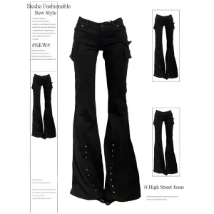 Women's k Academia Goblin Core Long Trousers Gyaru Goth Low Straight Leg PVC Cleanfit Neutral Sle Winter Collection - AliExpress Pants