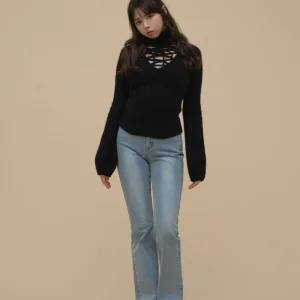 Japanese Style Niche Design Autumn Winter New Hollow Out Lace-up Knitted Sweater Women Long Sleeve Jumper Sweater - AliExpress Sweaters&Jumpers