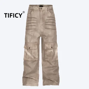 High Street Pants Men's Marble Dark Grain Straight Tube Loose A-line Slightly Flared Casual Pants Lazy Style Work Pants - AliExpress Pants