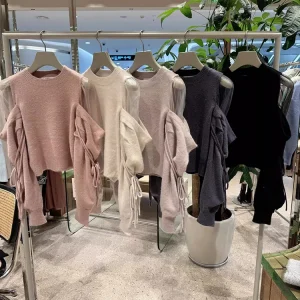 Sweet Ele Pure Color round Ne Knitted Sweater with awl Cuff oulder Bared Knot Design Autumn New Arrival Women's Fas... - AliExpress Sweaters&Jumpers