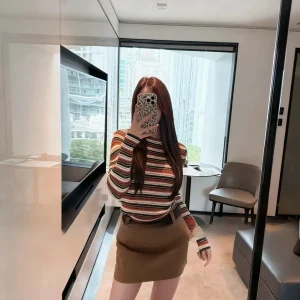 Retro Color Blo Striped Knitted Long Sve Slim Fit Pure Desirable Versatile Base Layer Sweater Commute Sle Autumn Winte... - AliExpress Sweaters&Jumpers
