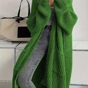 Woman's Long Knitted Casual Coat Autumn Winter Fashion Long Sleeves With Pocket Cardigan Sweater Ladies Comfort Warm Sweaters - AliExpress Sweaters&Jumpers
