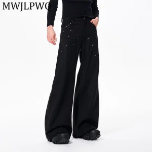 MWJLPWQ Trendy Suede Casual Trousers For Men Rivet Deconstructed Design Loose Casual Straight Pants Spring Autumn Winter 13904 - AliExpress Pants