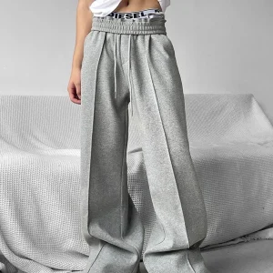 Y2k Vintage Wide leg Flared Sweatpants Men Sport Straight Long Casual Trousers Oversize Heavy Duty Track Pants Black Gray - AliExpress Pants