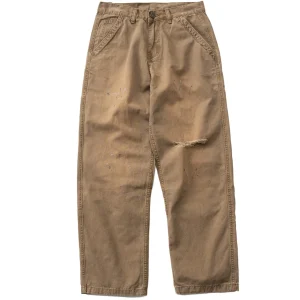 Canvas Washed for Old Paint Dotted Holes Casual Pants Men's Straight Leg Pants Trendy - AliExpress Pants