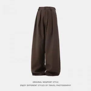 Loose Straight Leg Casual Pants Autumn Sle Japanese Retro Trendy Brand Men's Polyester Fiber mid Waist Trousers - AliExpress Pants