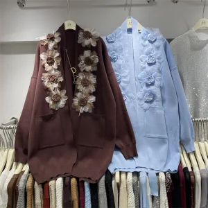 Women’s 3D Floral Appliqué V Neck Oversized Drop Shoulder Knit Cardigan Loose Casual Fall Winter Sweater - AliExpress Sweaters&Jumpers