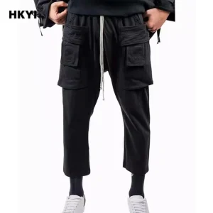 HKYI Men's Spring/Summer Pioneer Motorcycle Double Ring Cotton High Street Seven Point Casual Straight Pants - AliExpress Pants