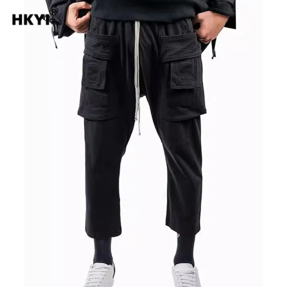 HKYI Men's Spring/Summer Pioneer Motorcycle Double Ring Cotton High Street Seven Point Casual Straight Pants - AliExpress Pants