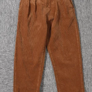 Retro Japanese Sle Corduroy Loose Straight Leg Men's Casual Pants Waed l Waist Zipper Closure Khaki Color - AliExpress Pants