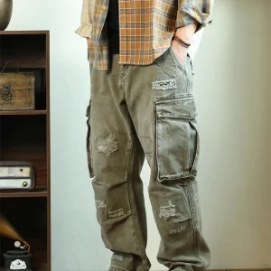 Thiened Canvas Work Trousers Loose Straight Leg Men's Autumn Winter Faion Retro Japanese Sle Casual Pants with Big kets - AliExpress Pants
