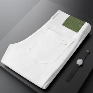 Quality white cotton polyester casual business pants for men slim slim feet for men summer thin pants for men - AliExpress Pants