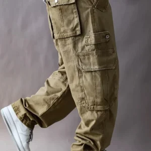 Retro Japanese Sle Work Pants Men's Loose Straight Leg Waed Casual Trousers Multi-ket Trendy Khaki Color Cotton Fabric - AliExpress Pants
