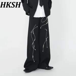 HKSH Spring New Men Tide Dark Non-Iron Wide-Leg Straight Suit-Pants High-End Light Luxury Loose Trousers Draped Chic Ins HK19420 - AliExpress Pants